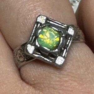 Opal Antique Ring Floral Engraving